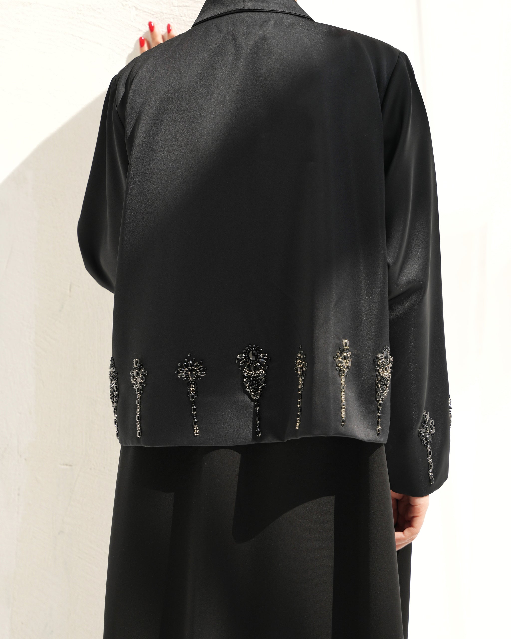 Black Crystal and beads Abaya