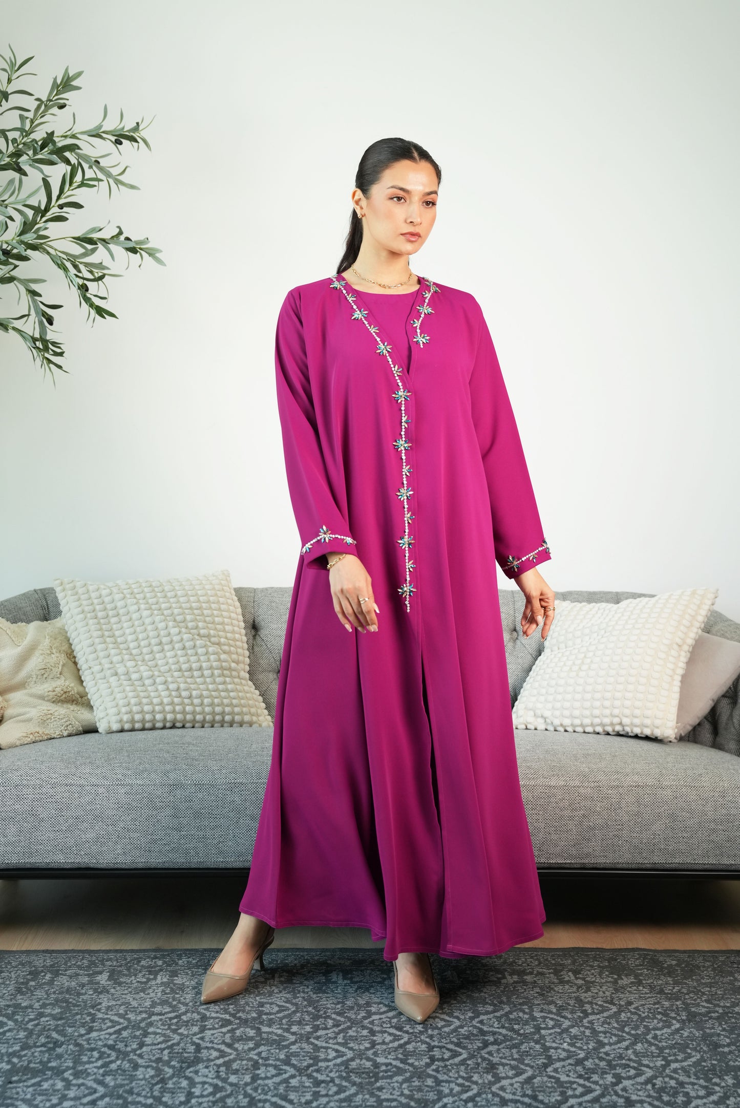 Breathable crepe Abaya with Dress