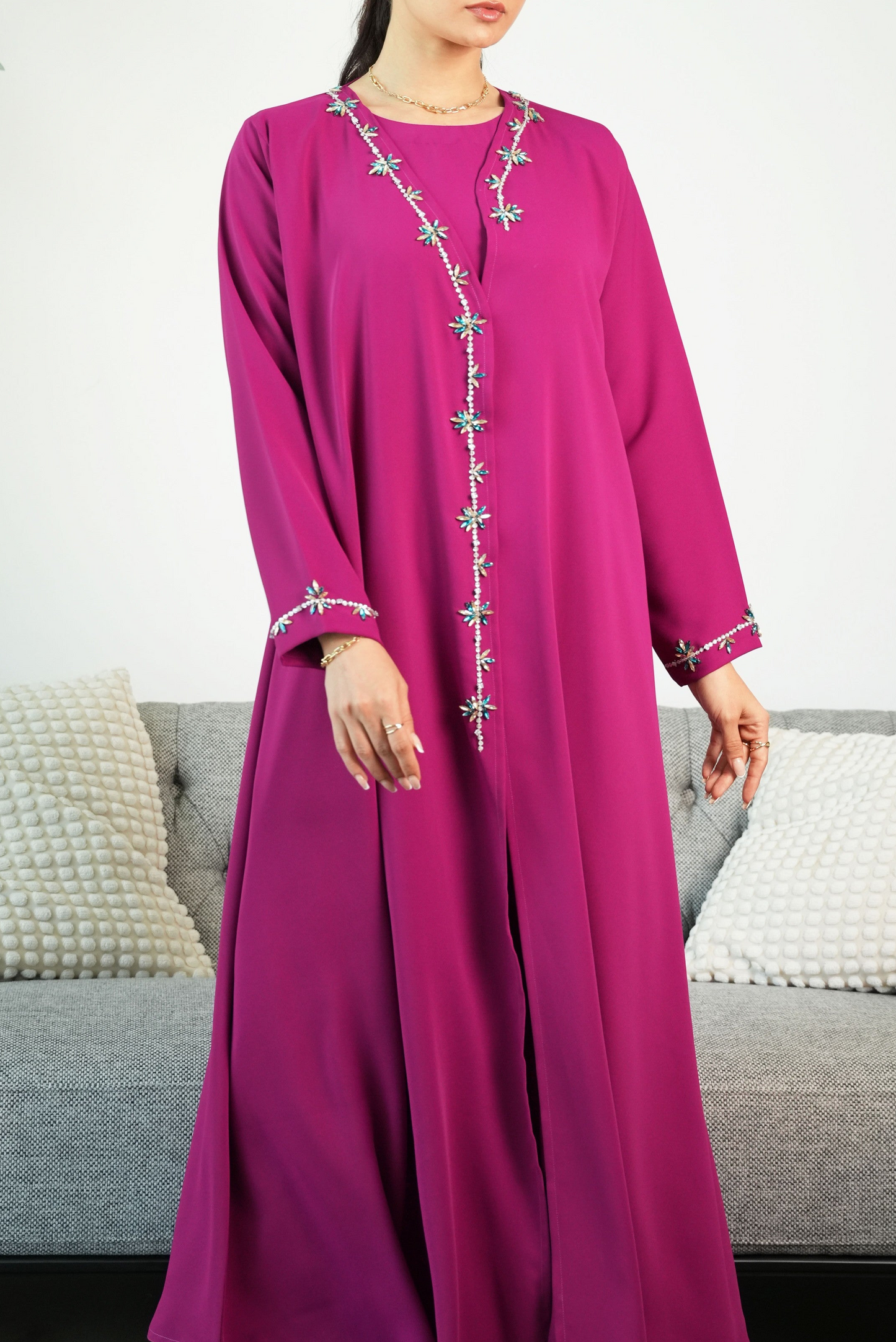 Breathable crepe Abaya with Dress