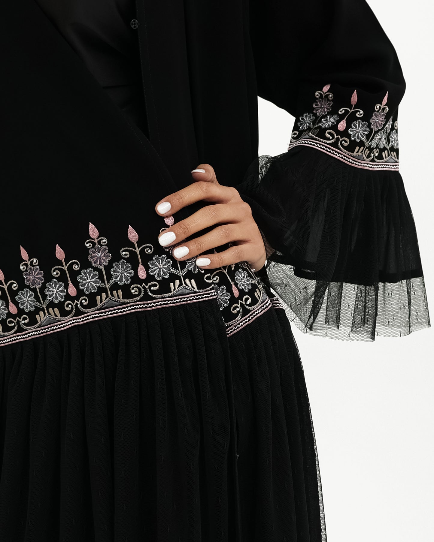 Pink Embroidery Abaya