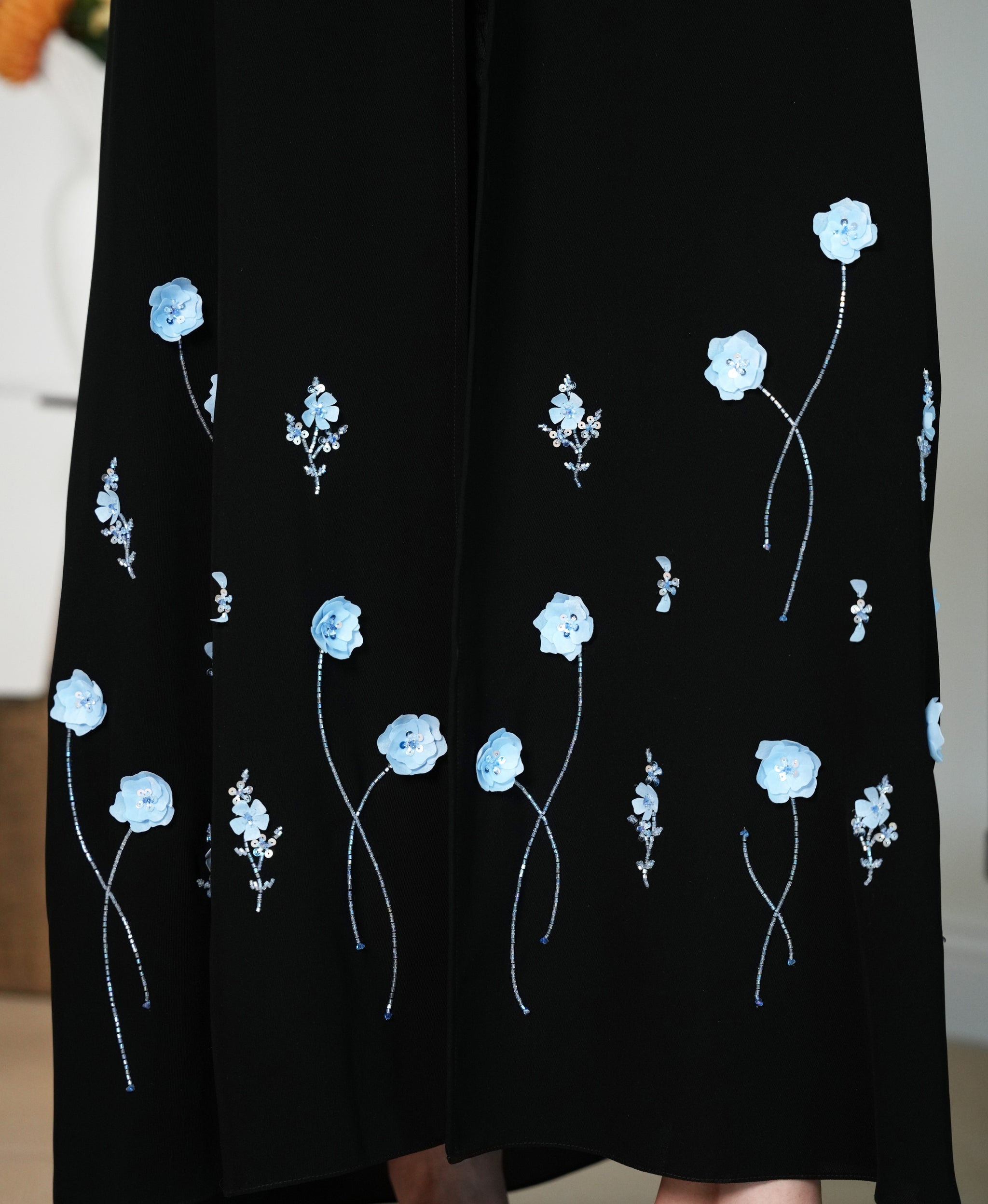 Salsa Crepe Abaya with crafted organza flowers