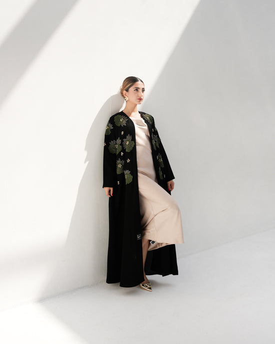 Embossed Flower Abaya