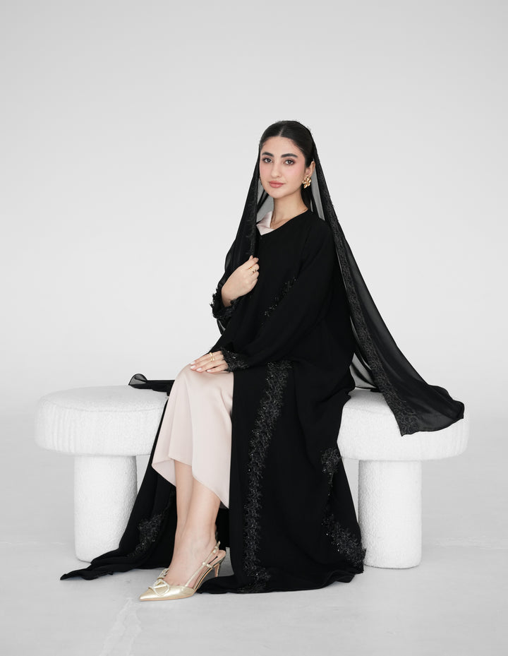 Kuwaiti crepe Abaya