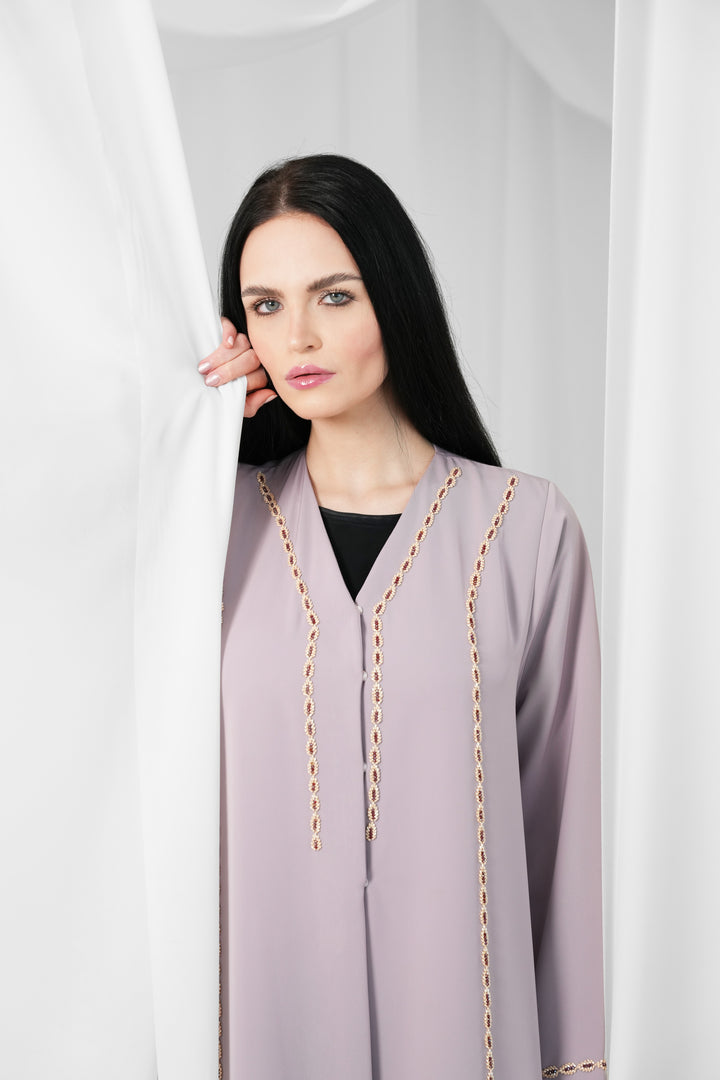 Breathable crepe Fabric, Beaded Abaya