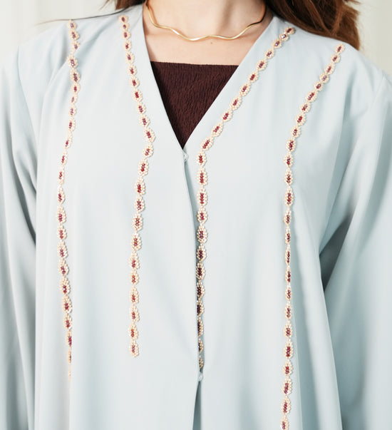Breathable crepe Fabric, Beaded Abaya
