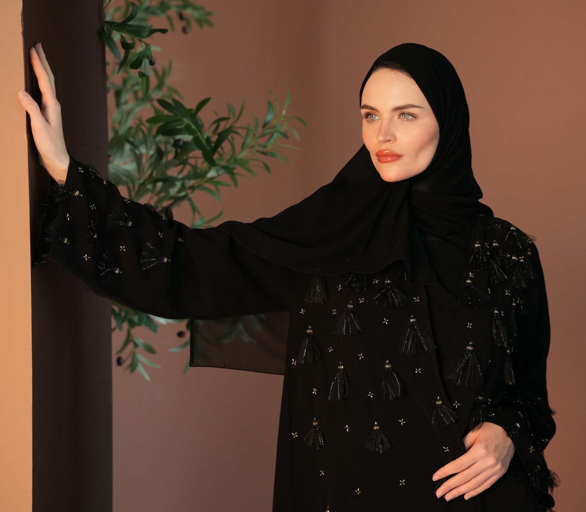 Victory Kuwaiti Crepe Handwork beads and toor design