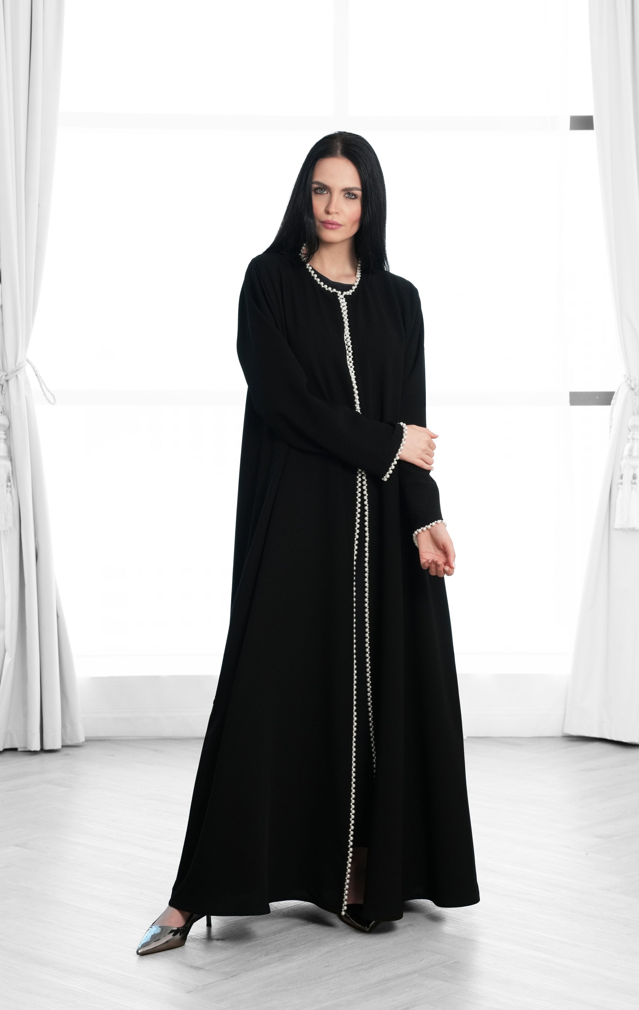 Safwa , Abaya with Delicate Pearl Embellishments