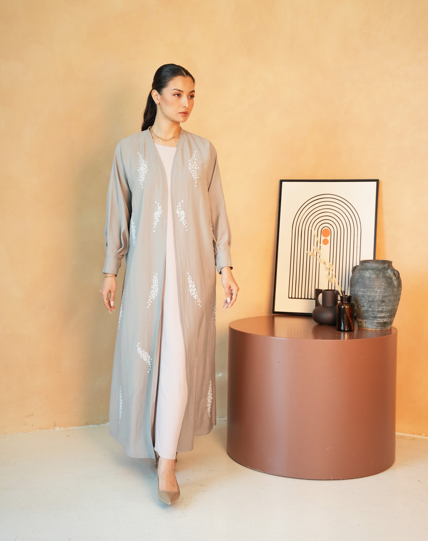 Gimi Crepe ( Linen ) handwork bead embellishments