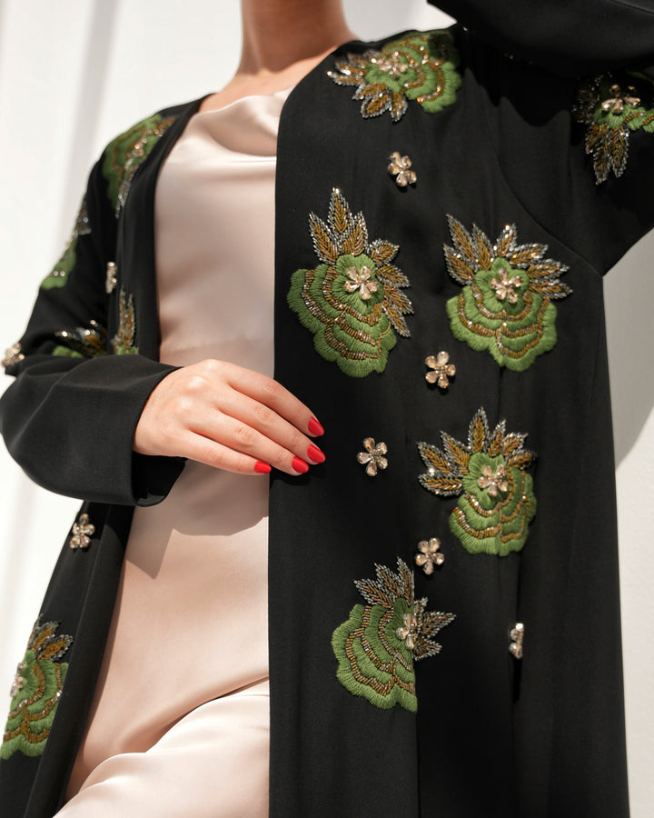 Embossed Flower Abaya