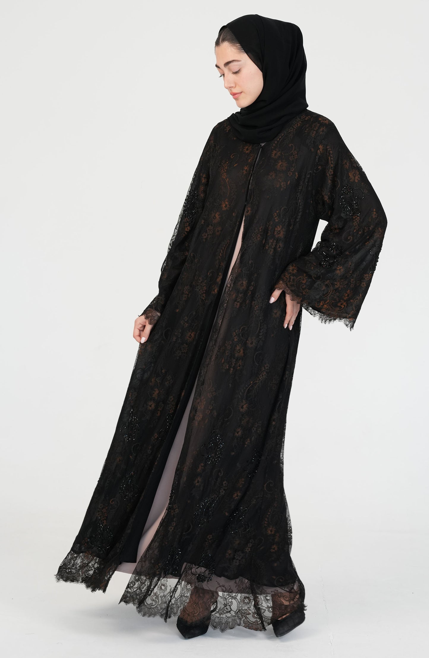 Full Dantil with chiffon Botana Abaya