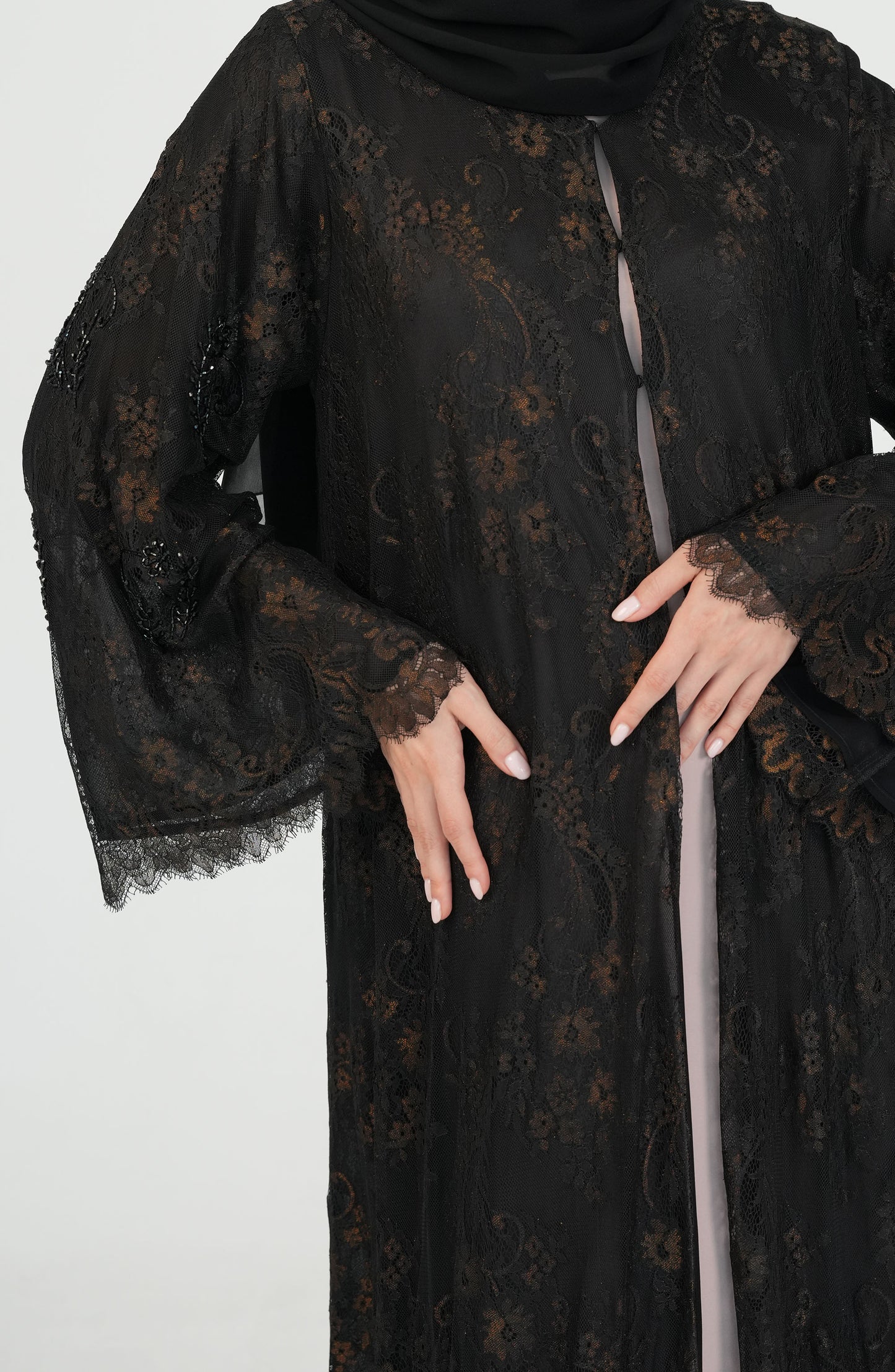 Full Dantil with chiffon Botana Abaya