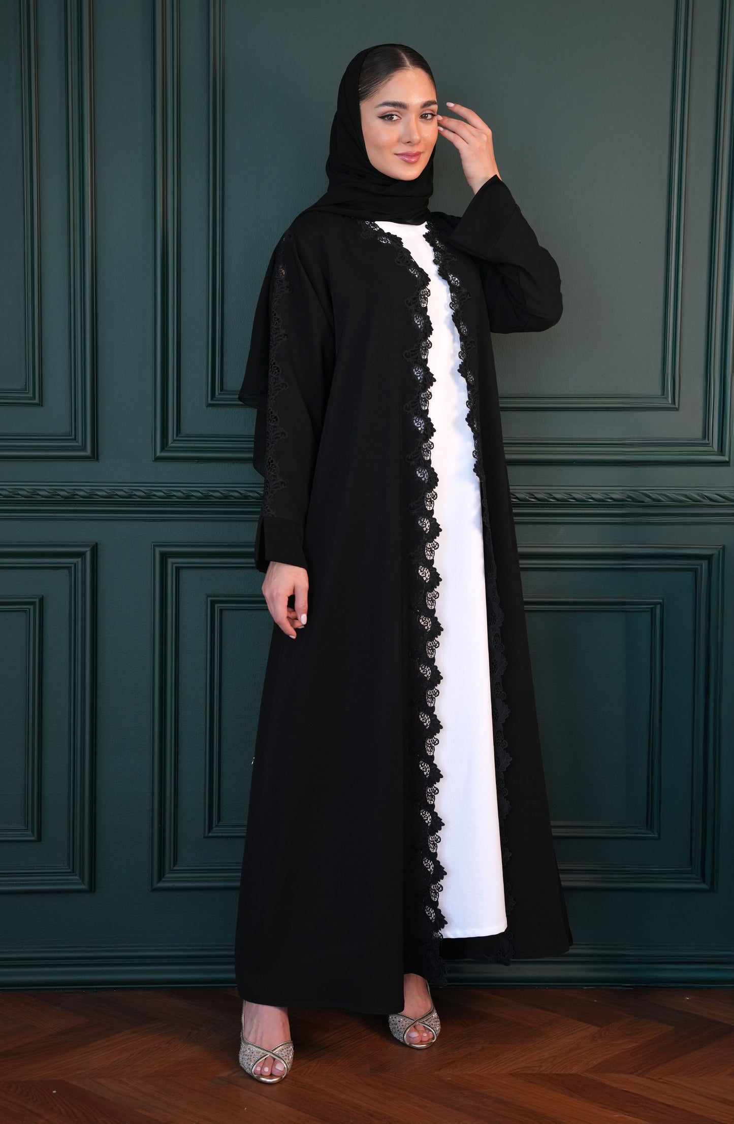 Internet fabric - embroidered lace Abaya