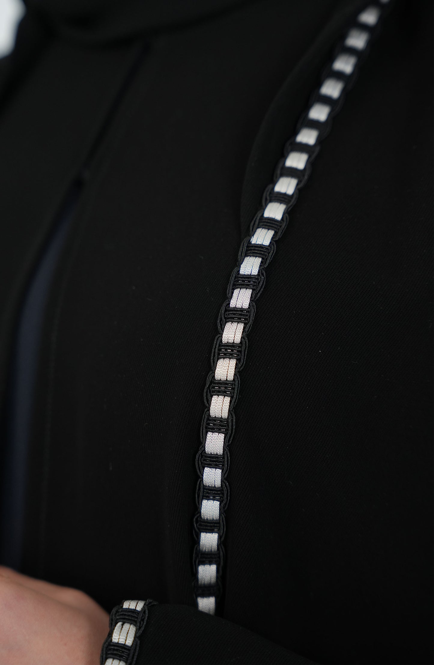 Salsa Crepe Abaya with Black and white lace