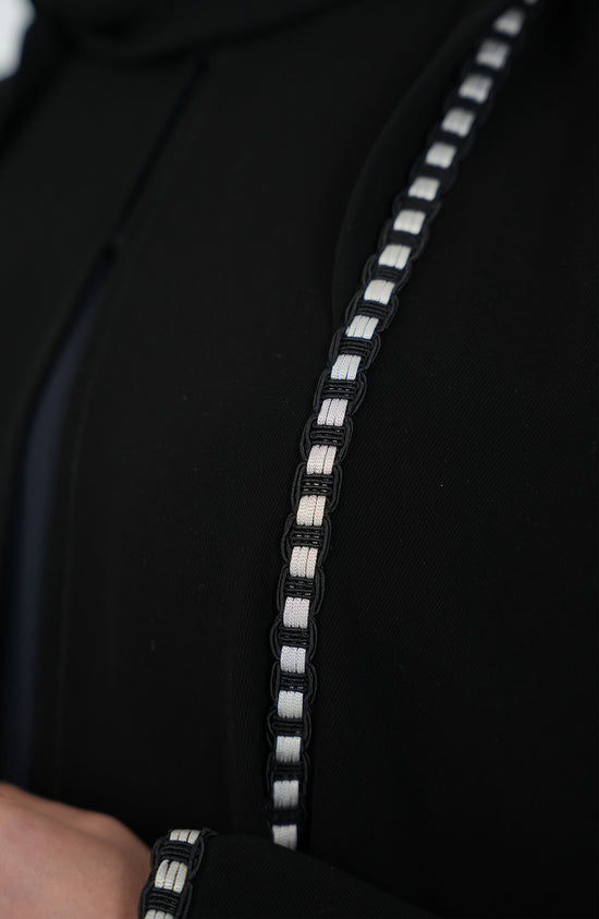 Salsa Crepe Abaya with Black and white lace
