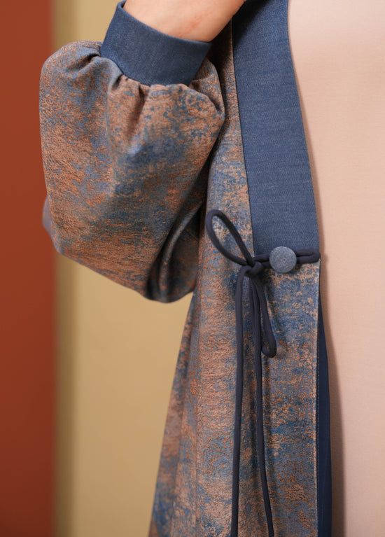 Blue and Brown Jean Abaya