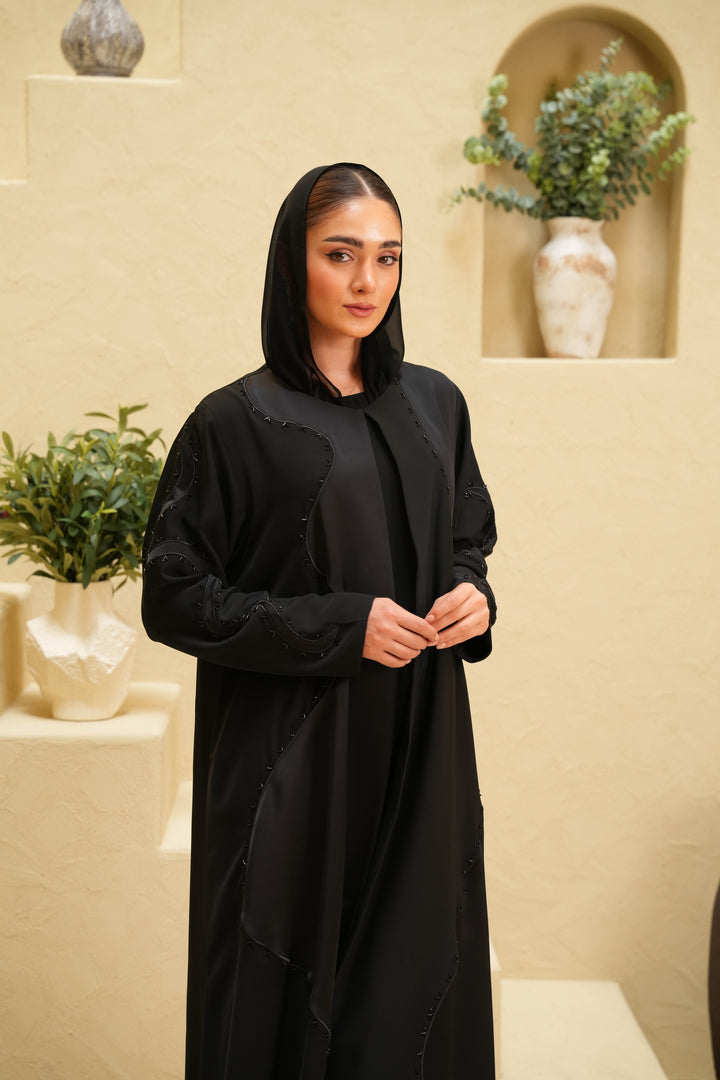 Nada Fabric with Crepe Harir  - Black