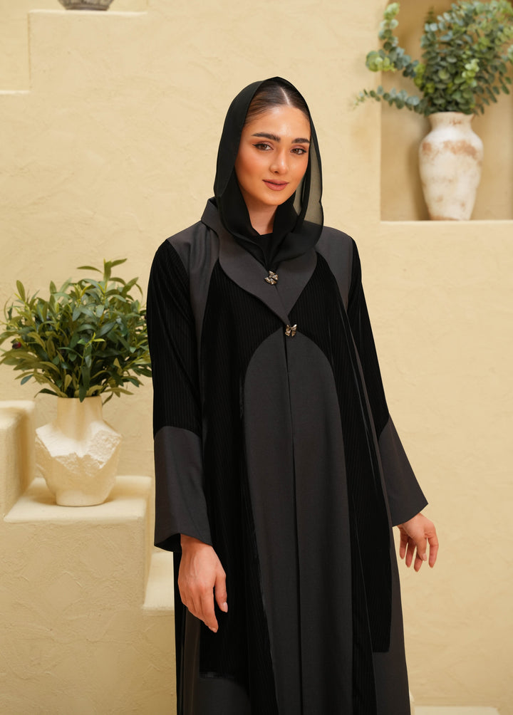 Striped velvet with linen crepe