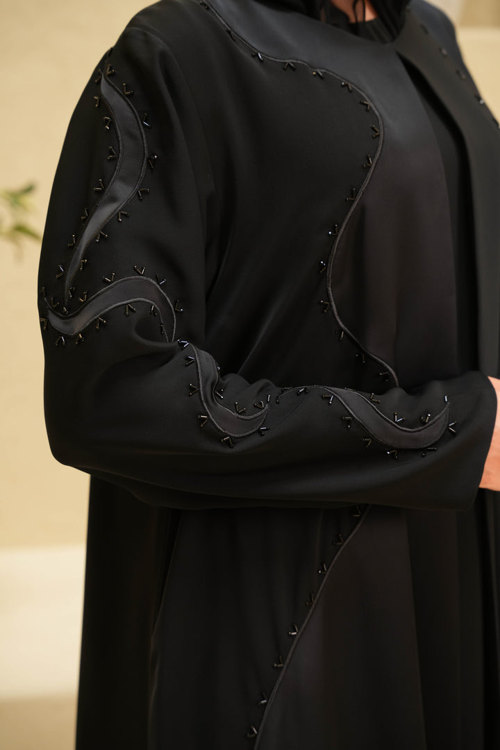 Nada Fabric with Crepe Harir  - Black