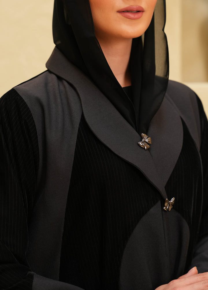 Striped velvet with linen crepe