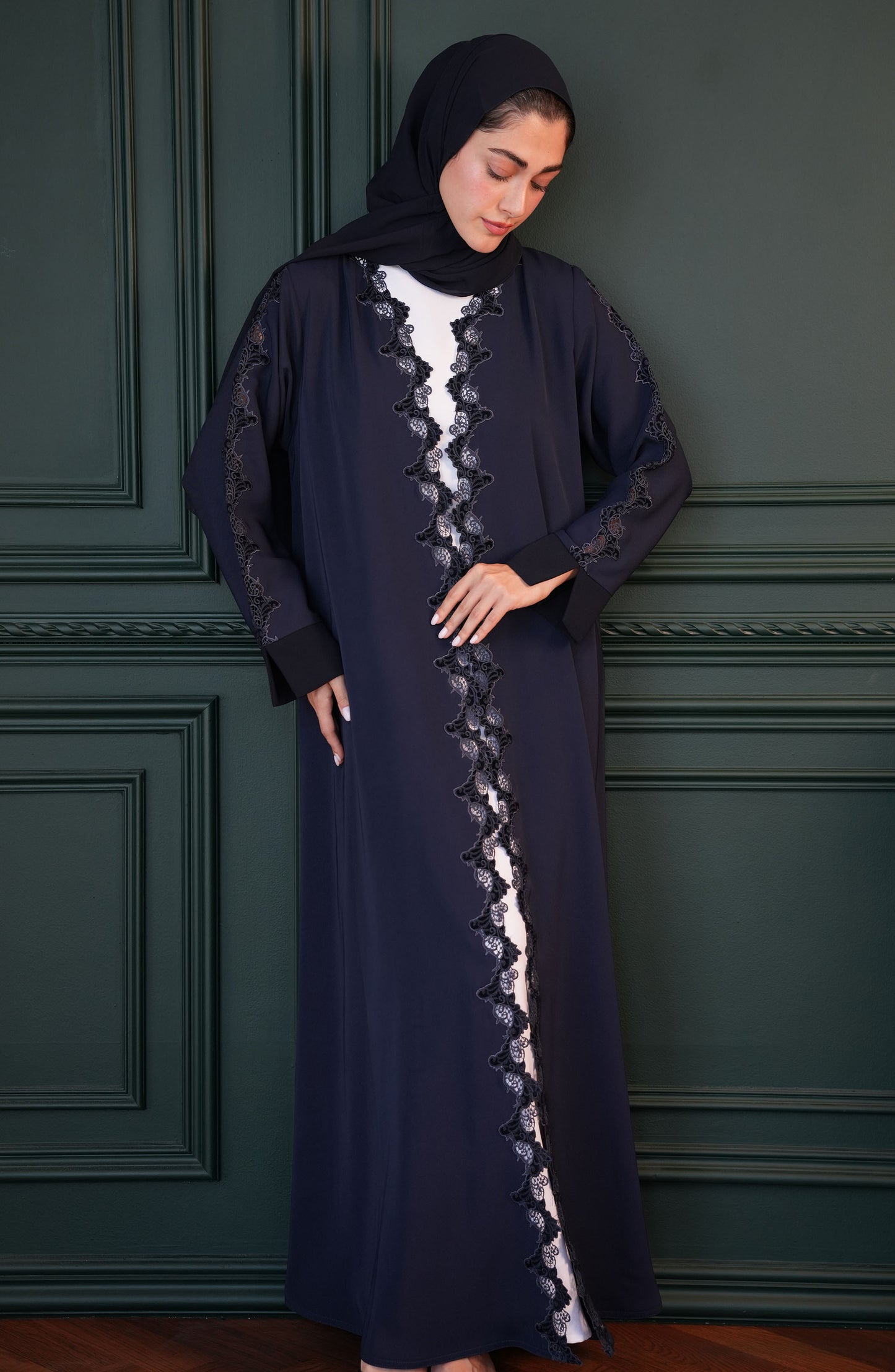 Internet fabric - embroidered lace Abaya