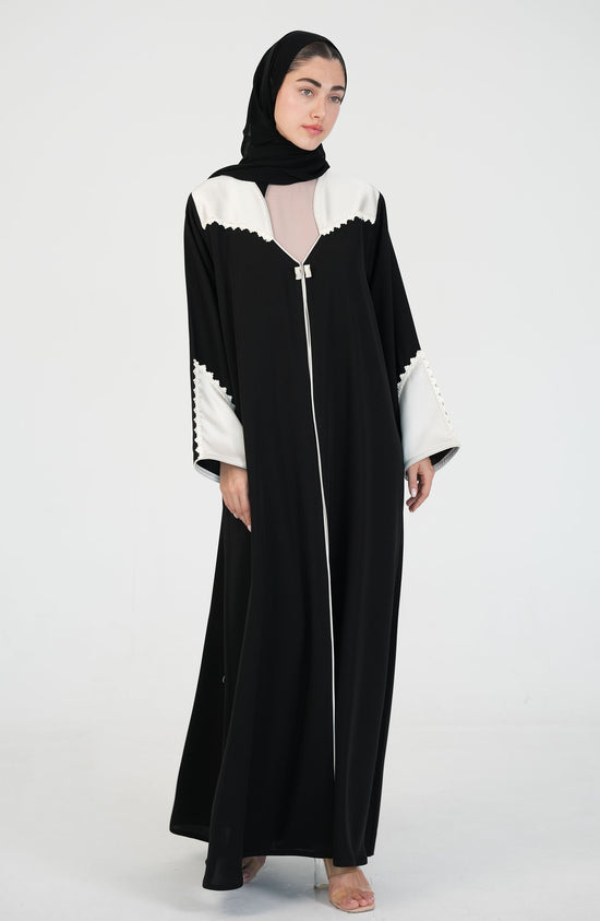 Internet Fabric with off white satan + white lace