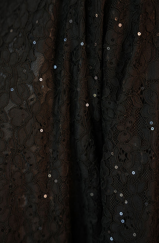Embroidered lace Abaya with a folk design and lining