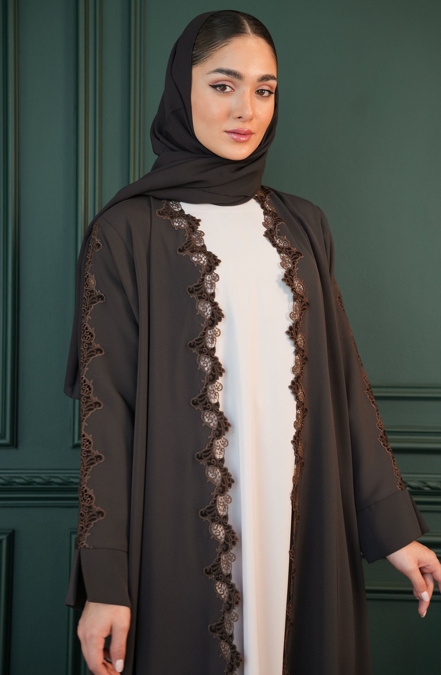 Internet fabric - embroidered lace Abaya