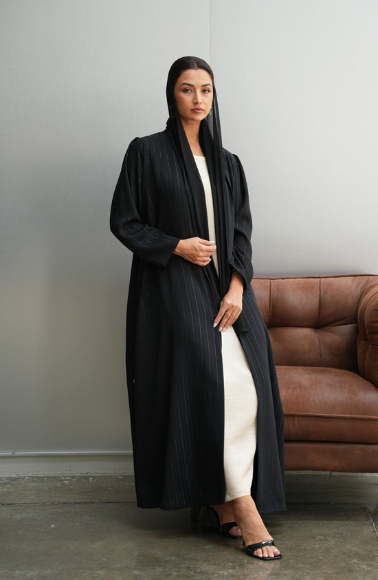 Premium Kuwaiti Fabric with Thread Stripes , Matching Striped Shaila