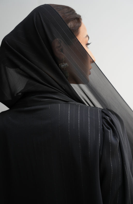 Premium Kuwaiti Fabric with Thread Stripes , Matching Striped Shaila