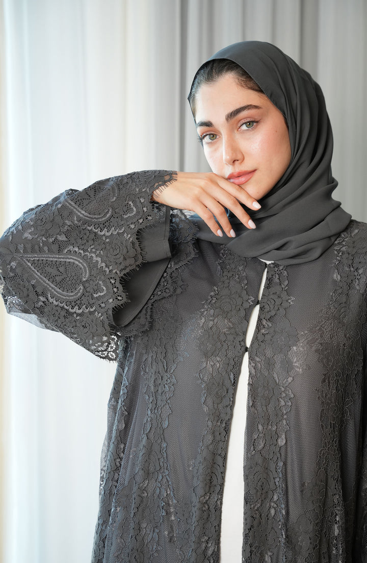 Lace Abaya with chiffon lining