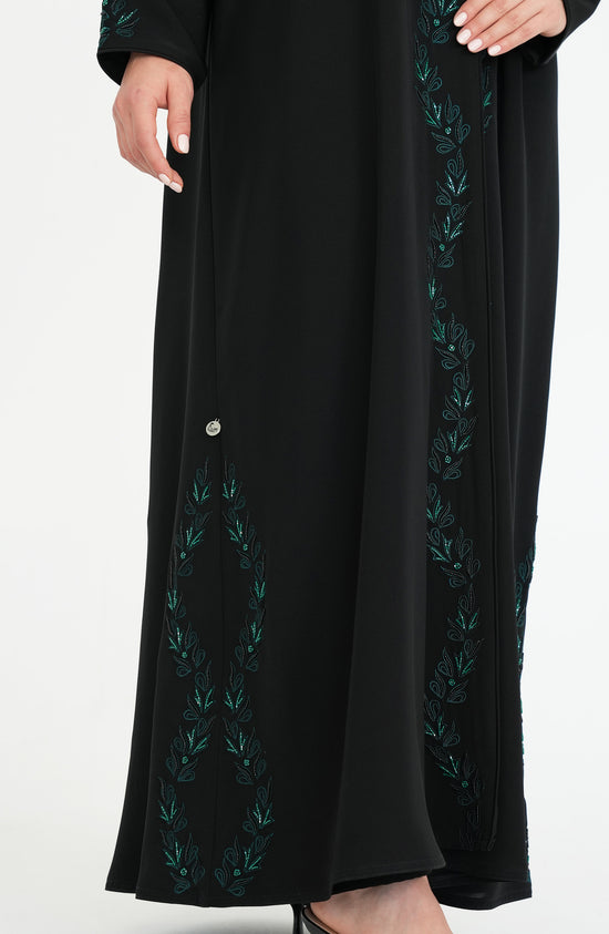 internet fabric, with green Embroidery and handwork beads
