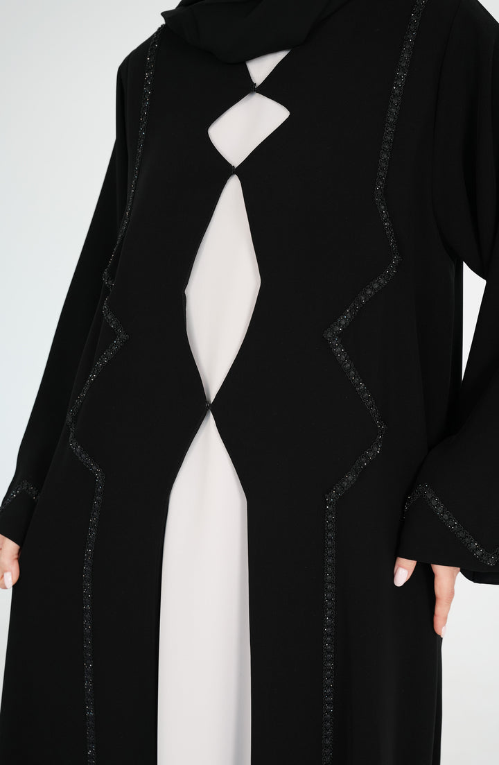 Black Salsa Crepe with handwork Beads