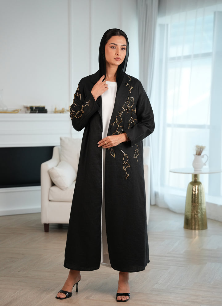 Pure linen fabric with Beads handwork