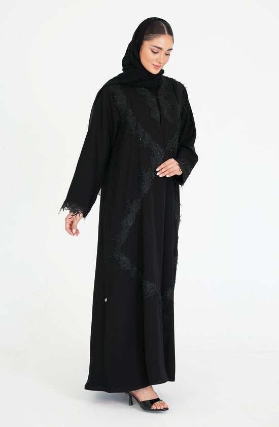 Internet Fabric Abaya with dantil and handwork beads
